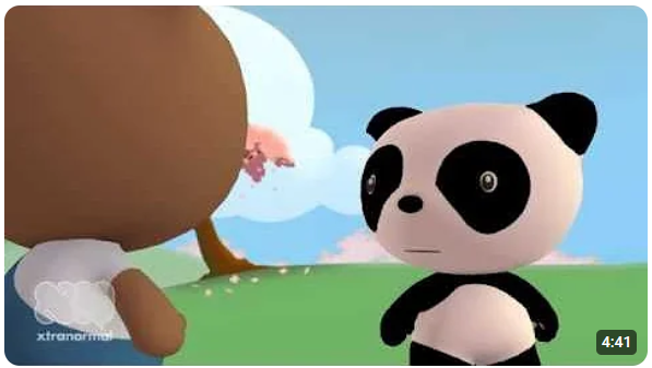 Animacija rjavega medveda in pande na travniku