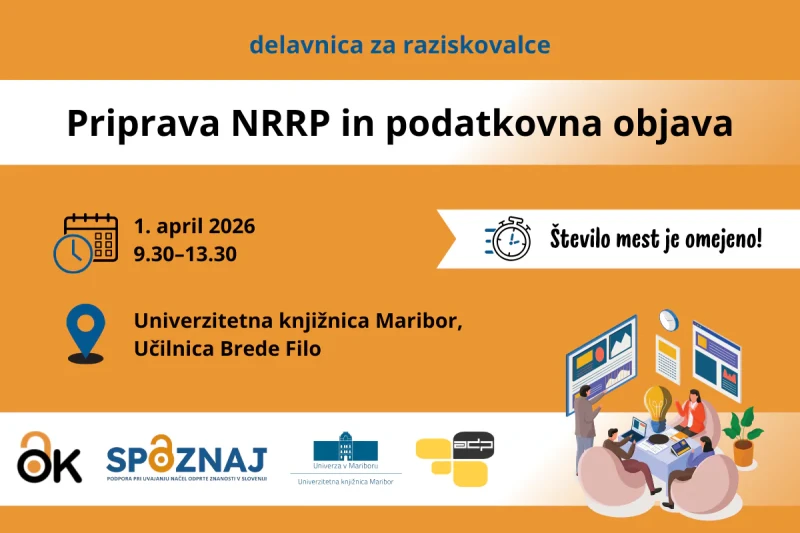 Plakat, ki vabi na delavnico Priprava NRRP in podatkovna objava