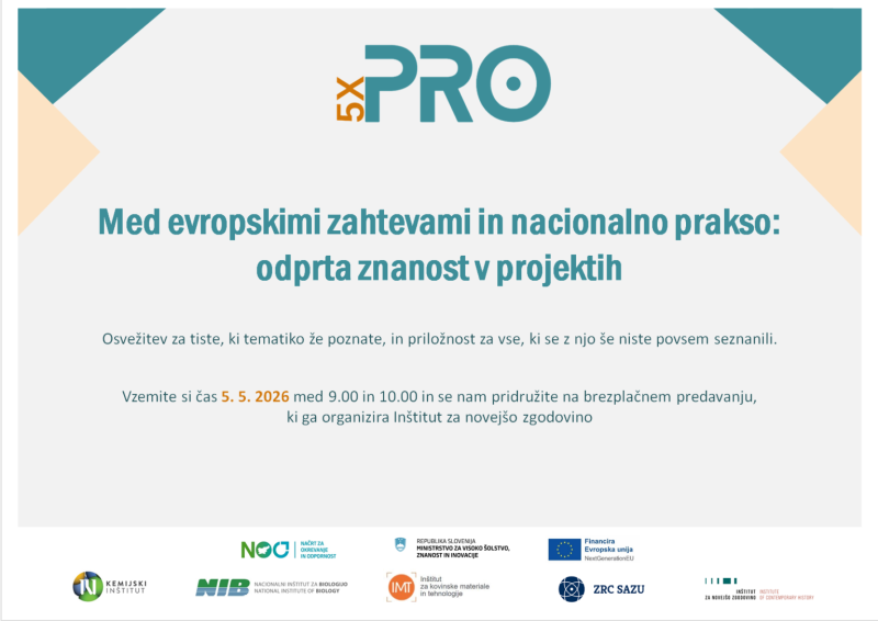Vabilo na predavanje Med evropskimi zahtevami in nacionalno prakso - odprta znanost v projektih